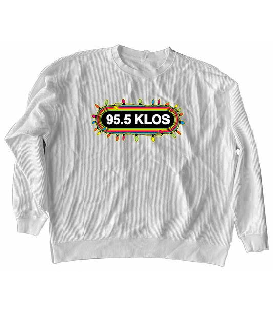 Christmas Racetrack CozyCord Crewneck Sweater - White